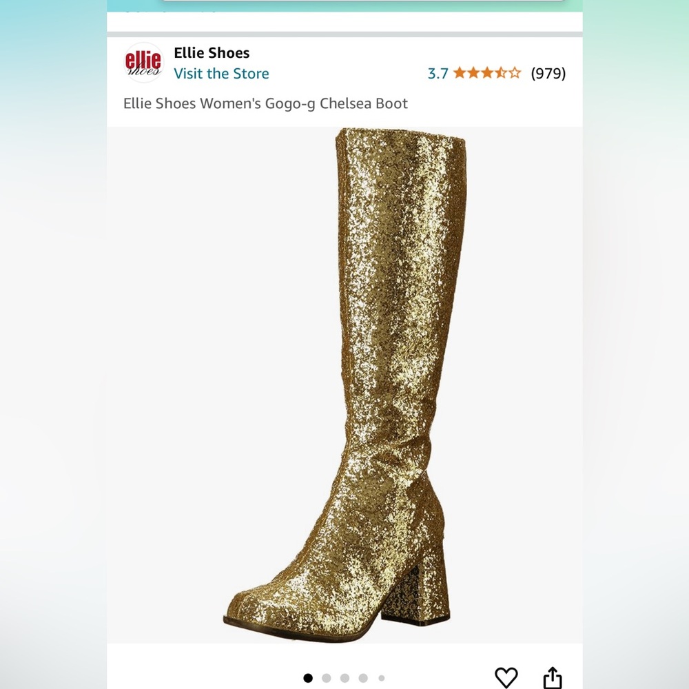 Gold glitter go go boots. Hit just below knee. Worn once. Like new condition.